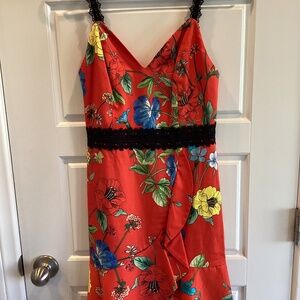 Alice and Olivia  red floral dress